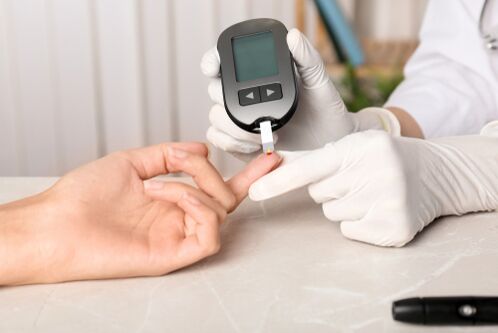 Mostra de sangue para a diabetes